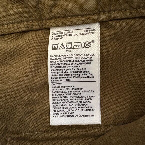 Banana Republic High Rise‎ Wide Leg Capris Olive Green Chino Pants Earthy Size 6 - Picture 6 of 6